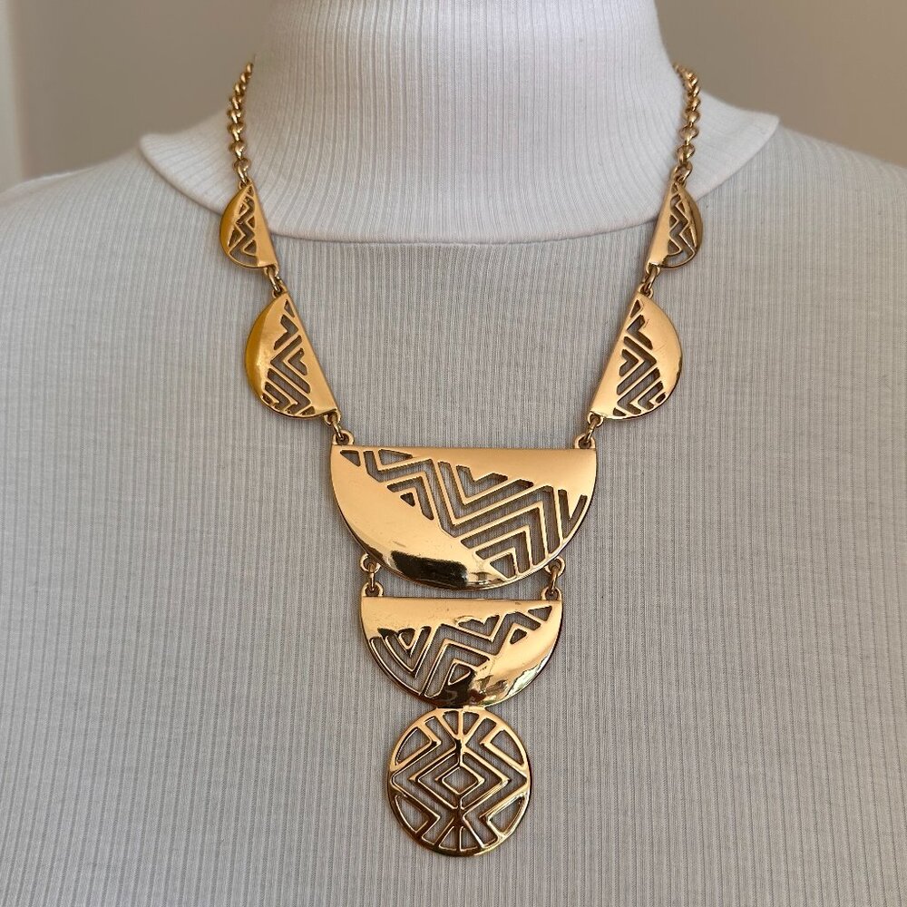 Necklace & matching Bracelet gold-tone abstract design earrings statement boho